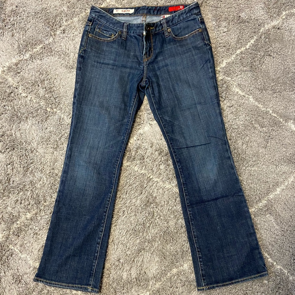 X2 Quality Denim Slim W10 Low Rise Bootcut Dark Wash. Jeans Sz. 6 Short